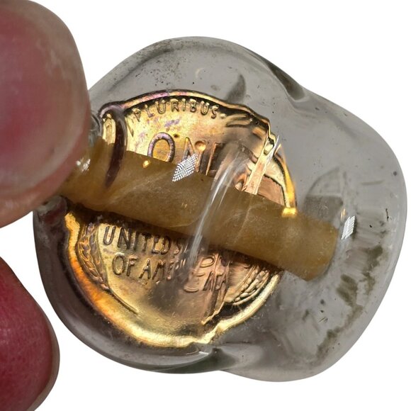 1942 Wheat Penny in Old American Pinch Bottle Glass WWII Good Luck Miniature WW2 - Picture 4 of 13